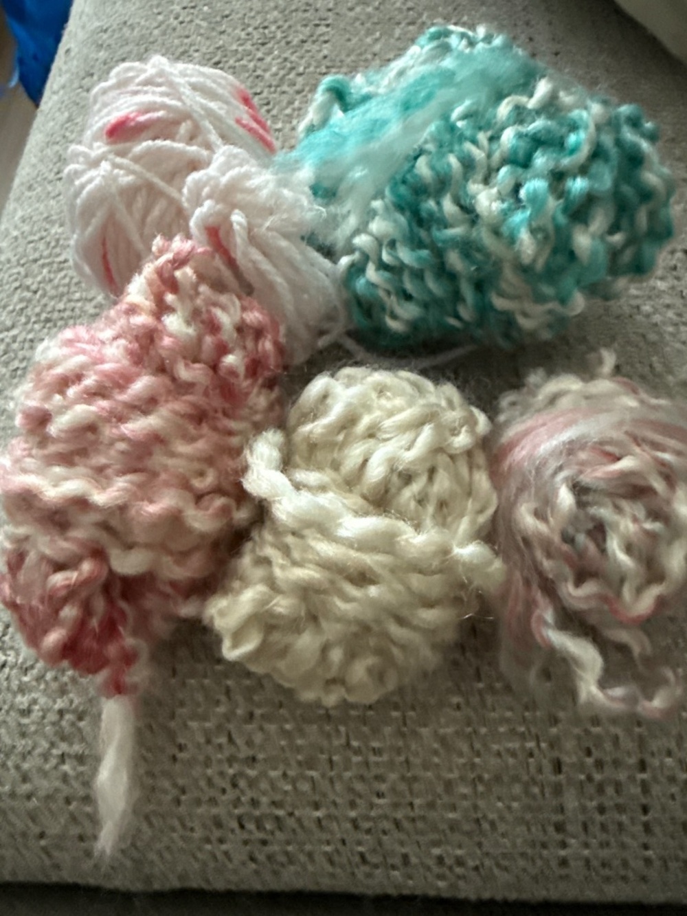Different ends Bernat Blanket Yarn.